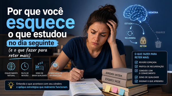 Por que você esquece o que estudou no dia seguinte (e o que fazer para reter mais)