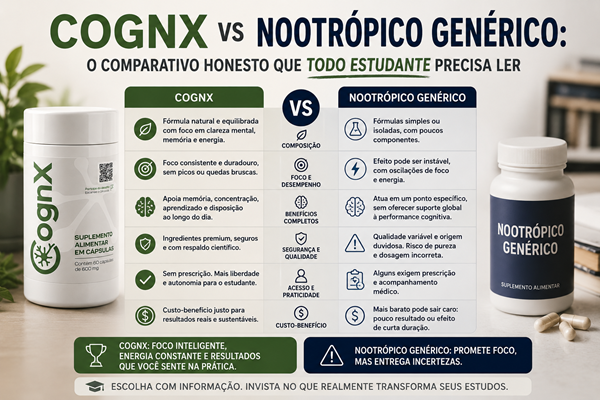 CognX vs Nootrópico Genérico: o comparativo honesto que todo estudante precisa ler
