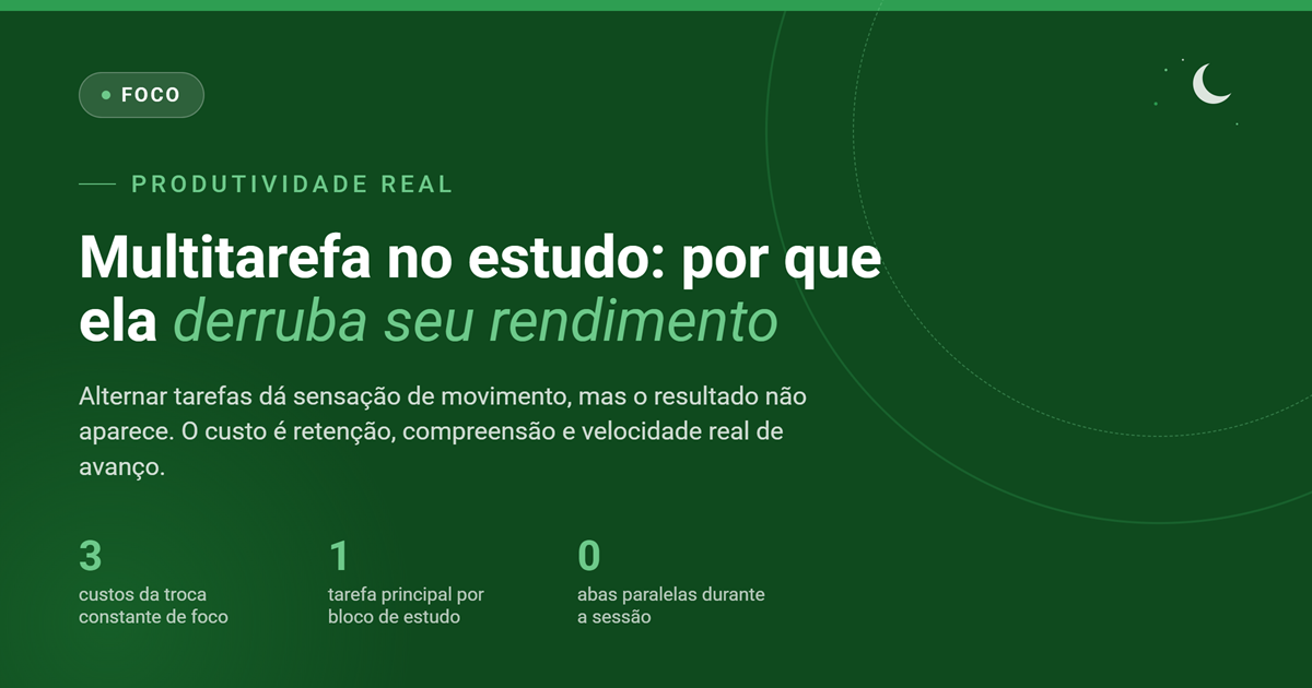 Multitarefa no estudo: por que ela parece produtividade e derruba seu rendimento